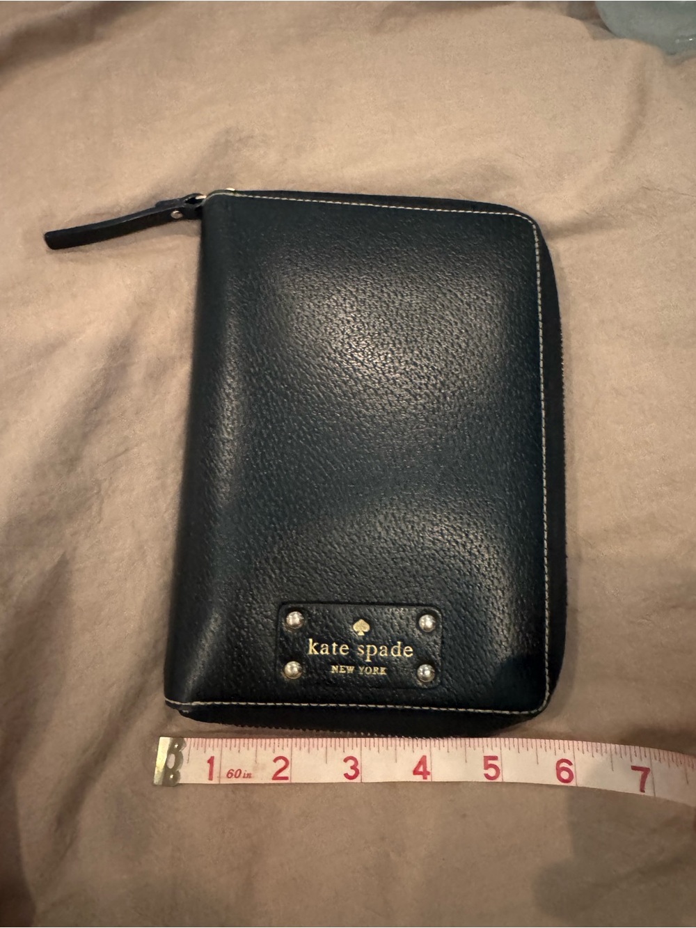 kate spade Black Leather Zip Agenda/Organizer
